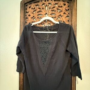 LC Lauren Conrad Black Lace Blouse